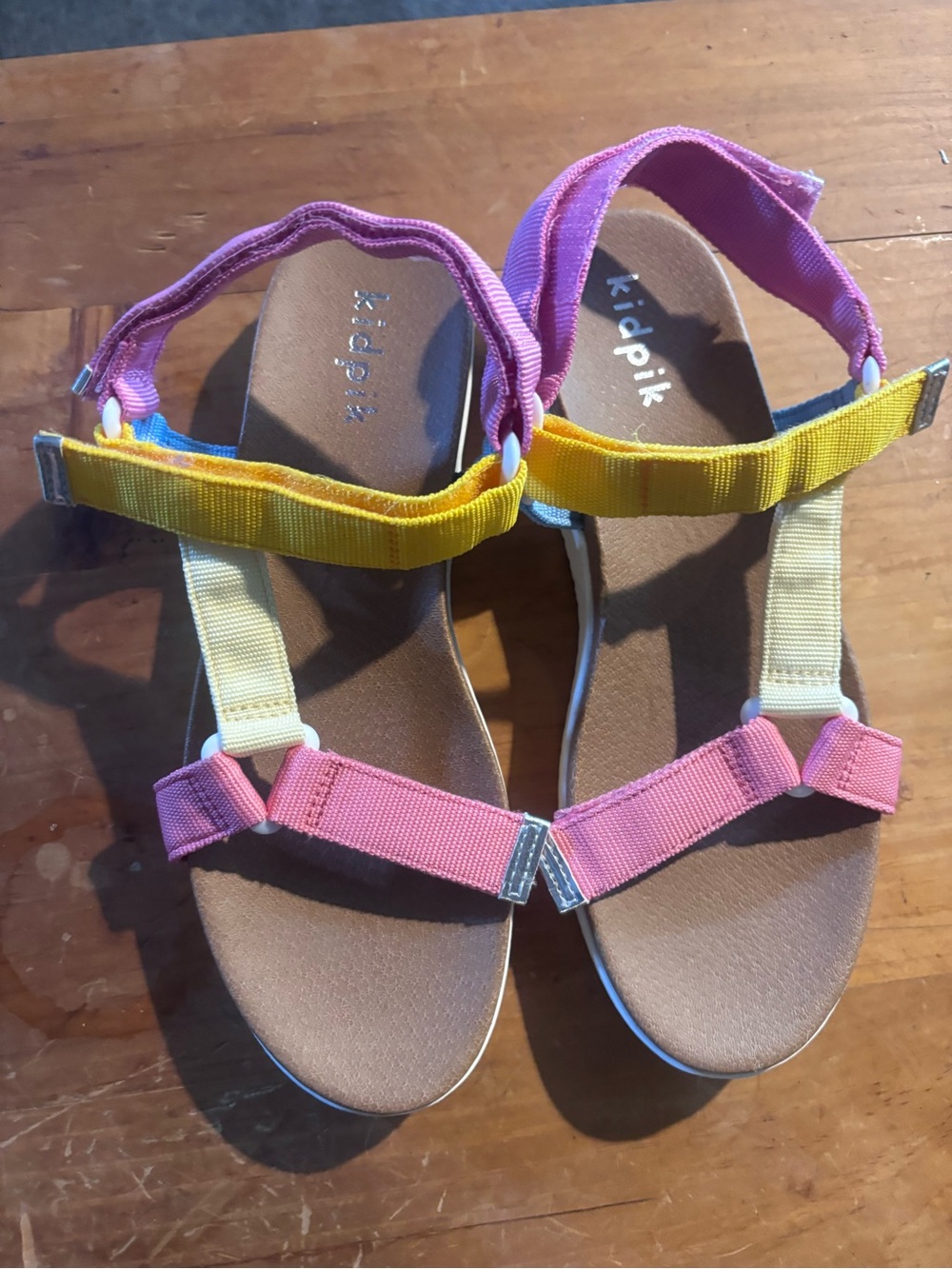 kidpik Pink, Yellow & Cream Strappy Kids Sandals